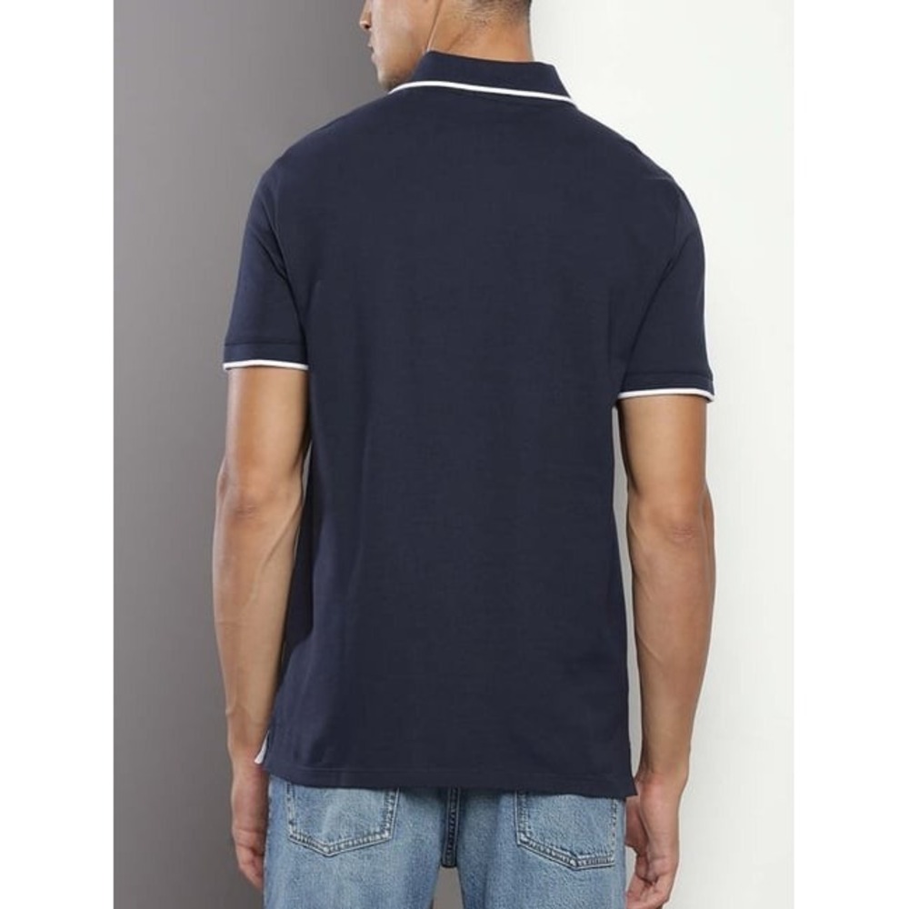 Calvin‎ Klein Mens Navy Blue Short Sleeve Polo Shirt With White Trim Size Large - Picture 2 of 3
